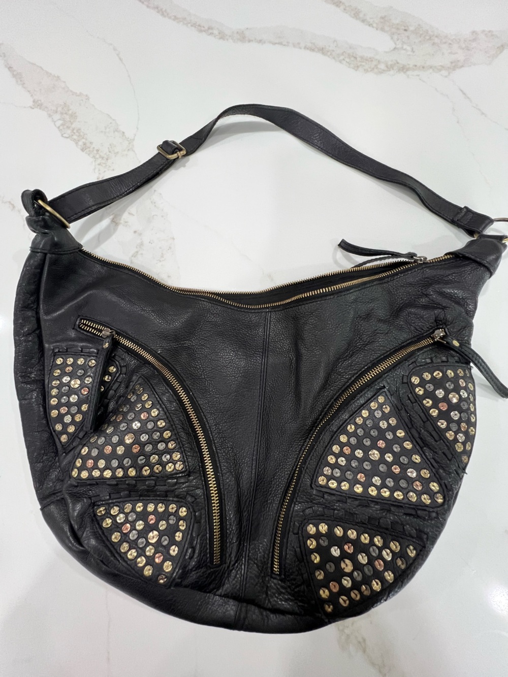 Free people Black Studded Leather Jacket - Women